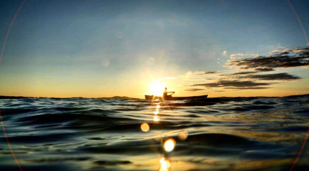 sunrise rowboat